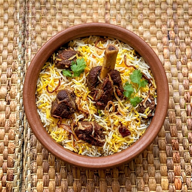 Hyderabadi Goat Dum Biryani.